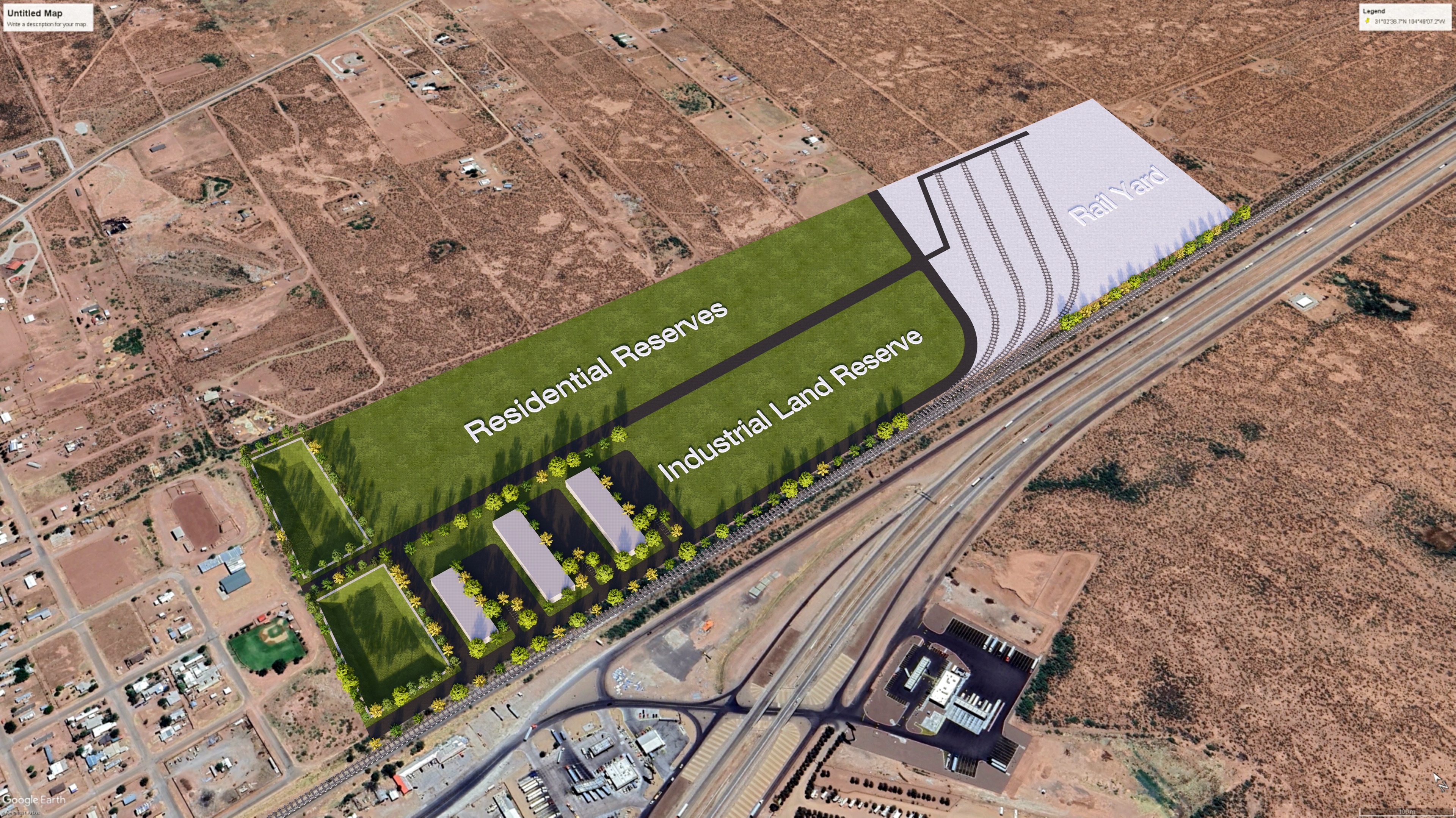 Industrial complex aerial masterplan render alternate view (Industrial Complex 2).