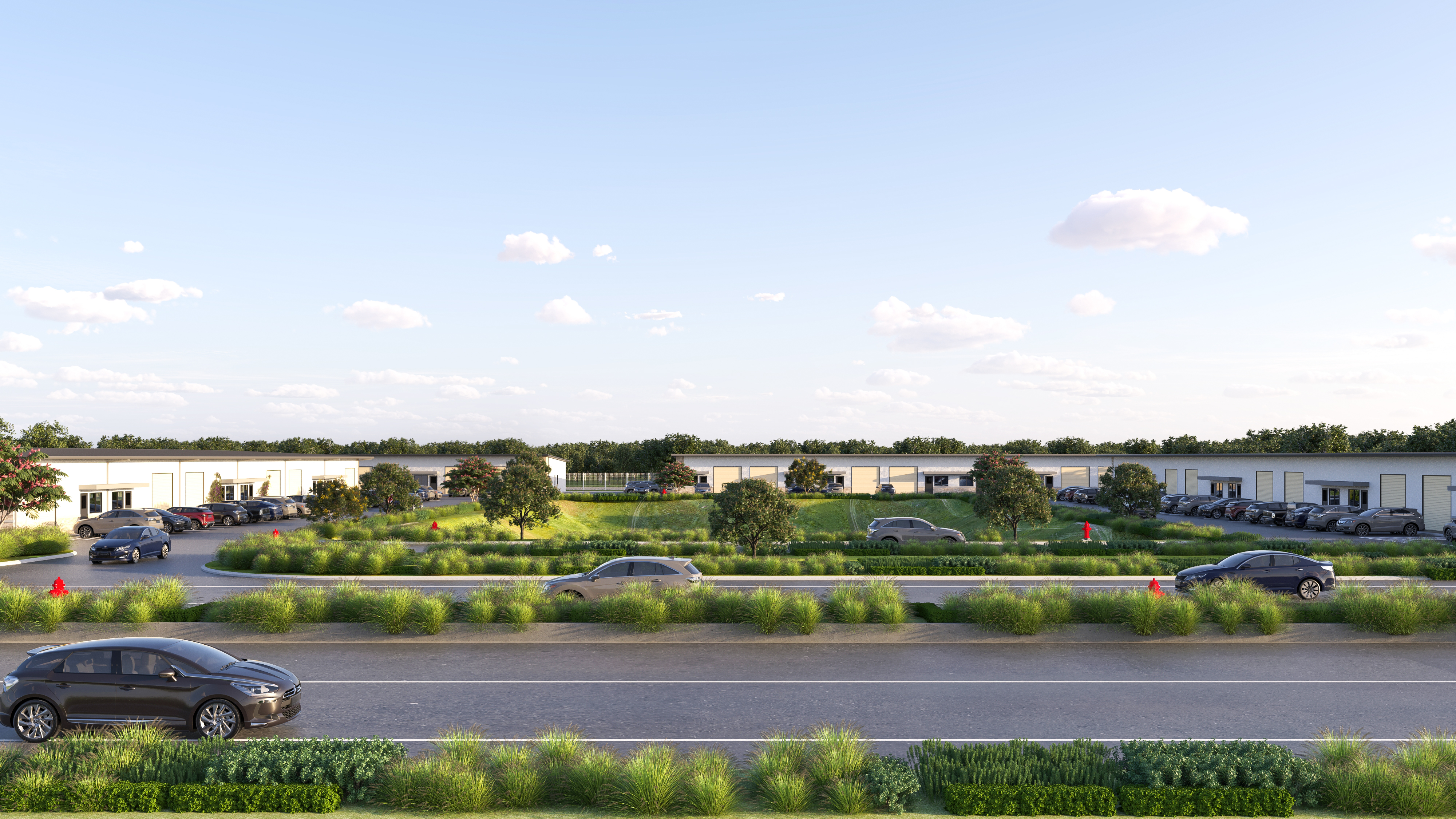 Office park wide streetscape render (Office Park 5).