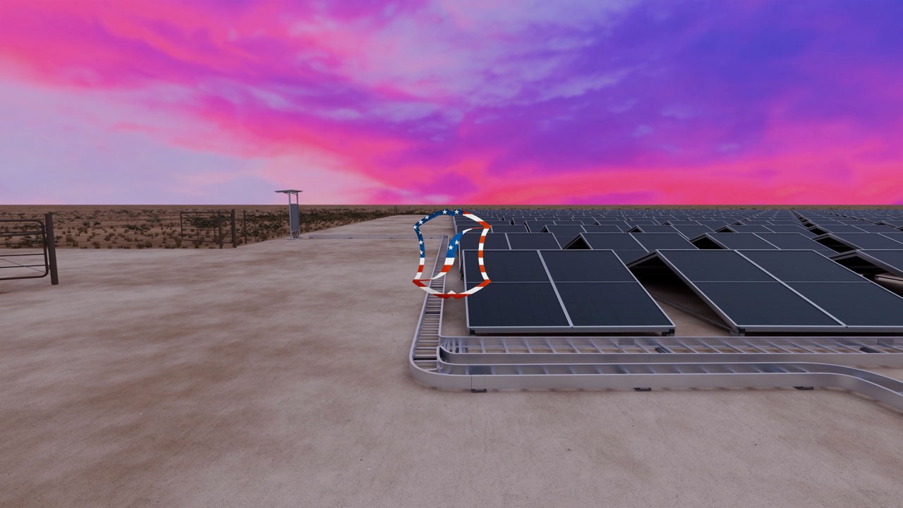Solar facility 3D rendering, still 03.