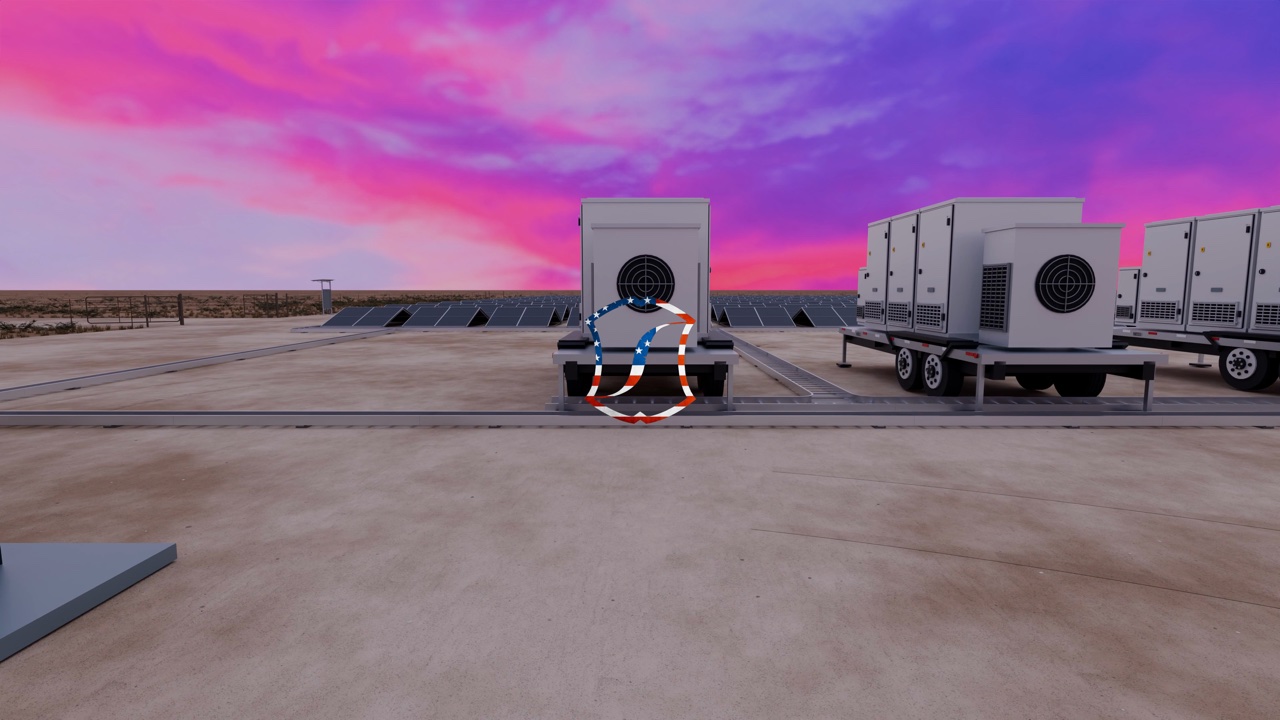 Solar facility 3D rendering, still 04.