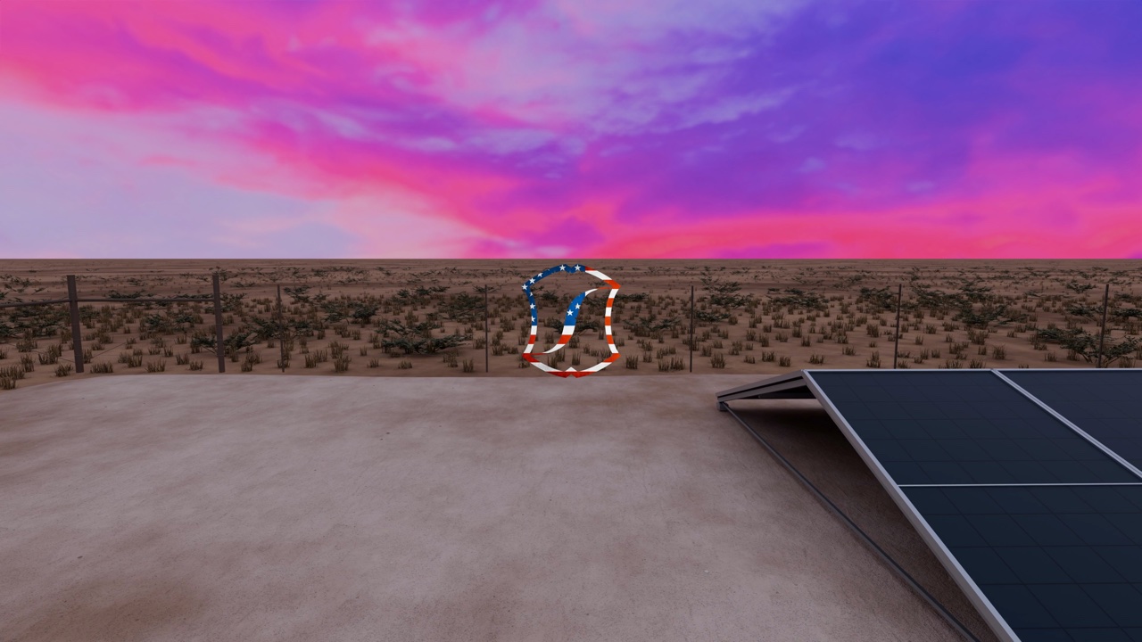 Solar facility 3D rendering, still 05.