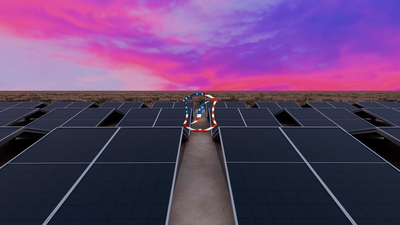 Solar facility 3D rendering, still 08 (alternate version).