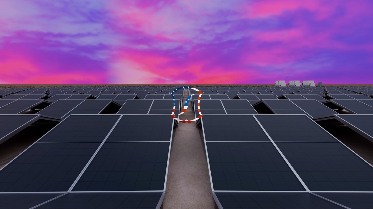 Solar facility 3D rendering, still 08.