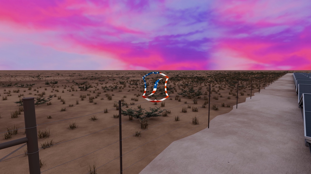 Solar facility 3D rendering, still 09.
