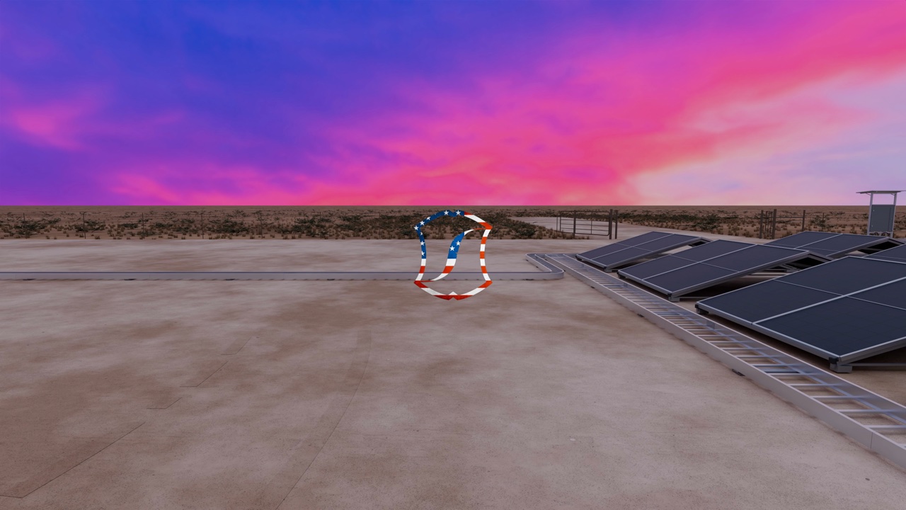 Solar facility 3D rendering, still 10.