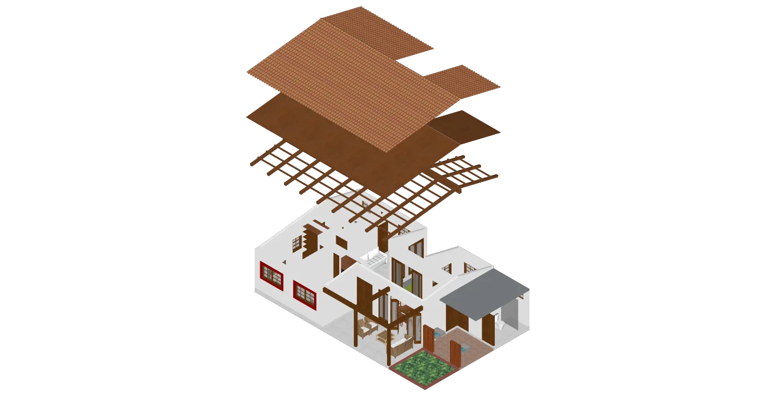 Cuetzalan rural housing exploded model