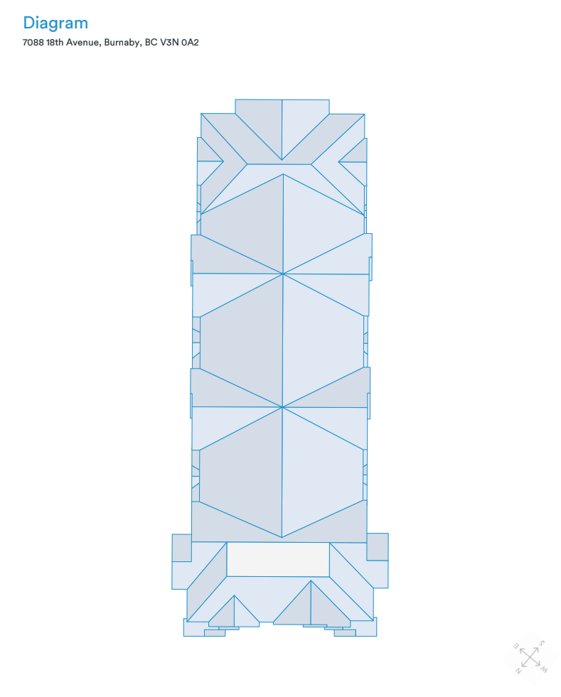 Sample roof facet diagram illustrating the geometry used for a Chicago roof measurement report.