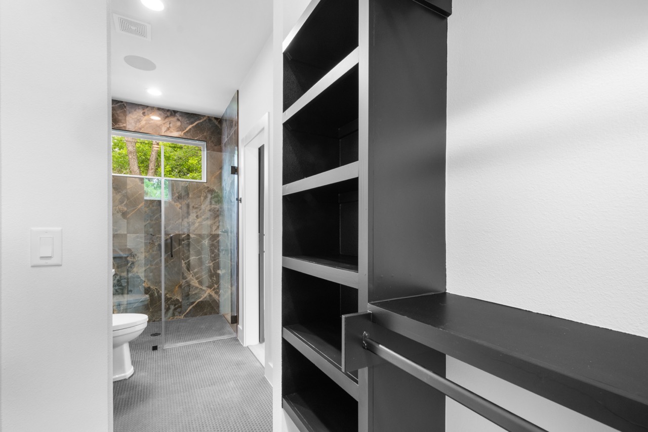 Modern Hallway with Built-In Shelving