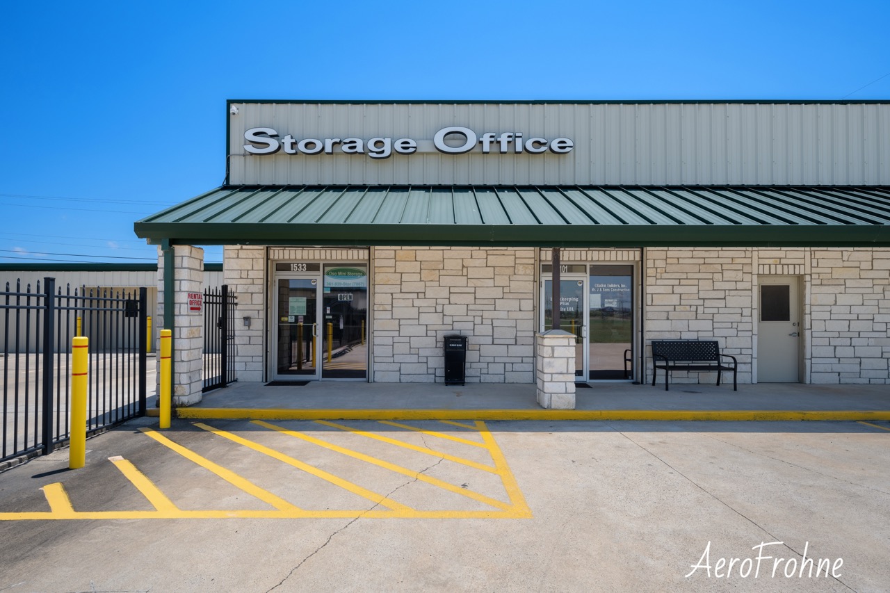 Exterior self-storage office building