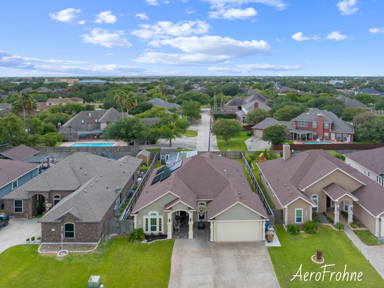 Aerial view of residential neighborhood