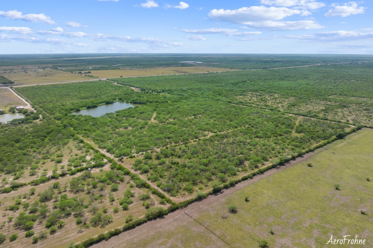 Aerial view of large rural property
