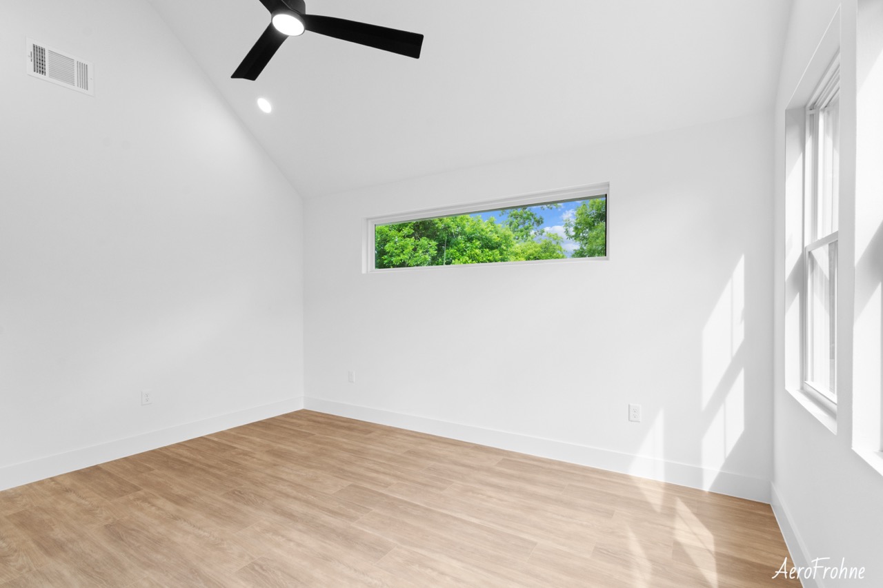 Interior empty room with ceiling fan