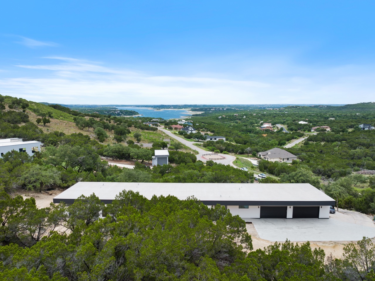 Aerial large property with hills