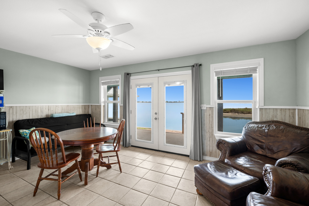 Lower level living space with patio access