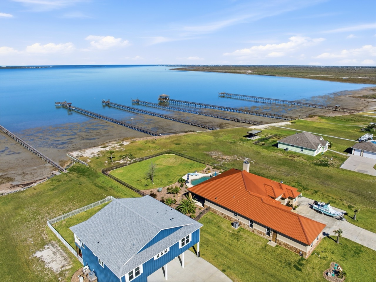 Backyard patio with landscaping