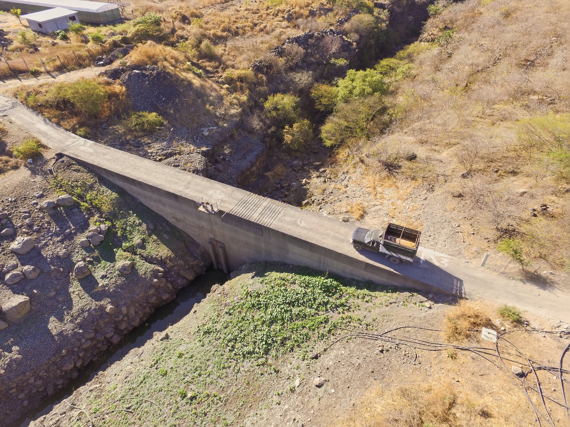 Aerial bridge infrastructure inspection over a ravine