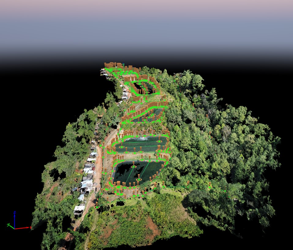 Nube de puntos del sitio para topografía en Ario de Rosales, Michoacán