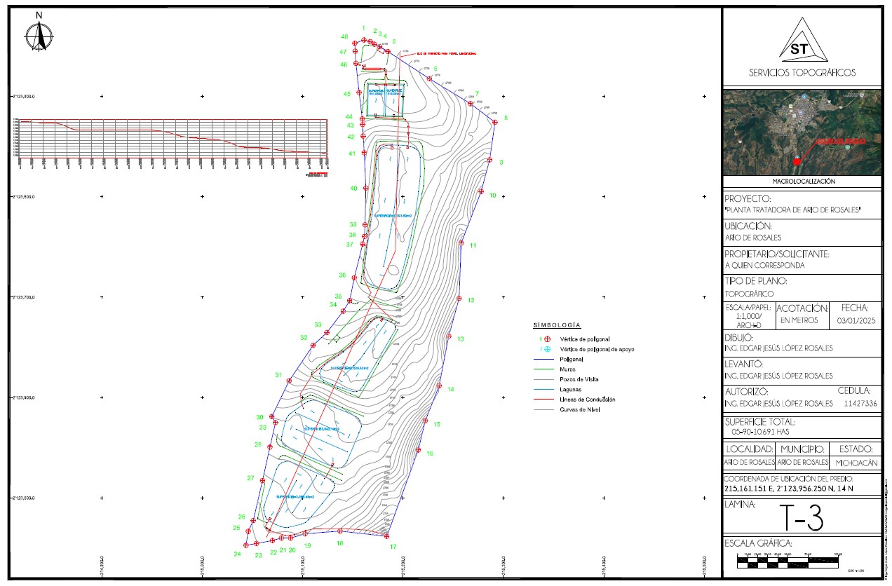 Road corridor plan for land surveying in Puerto Vallarta, Jalisco