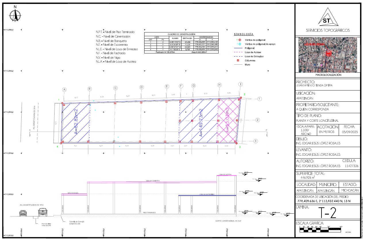 Lot subdivision for land surveying in Morelia, Michoacán
