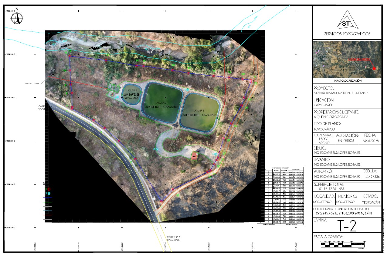 Ortomosaico de sitio rural para topografía en Tacámbaro, Michoacán