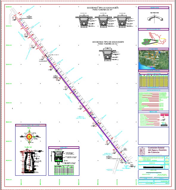 Plano y mapa en reporte para topografía en Tacámbaro, Michoacán