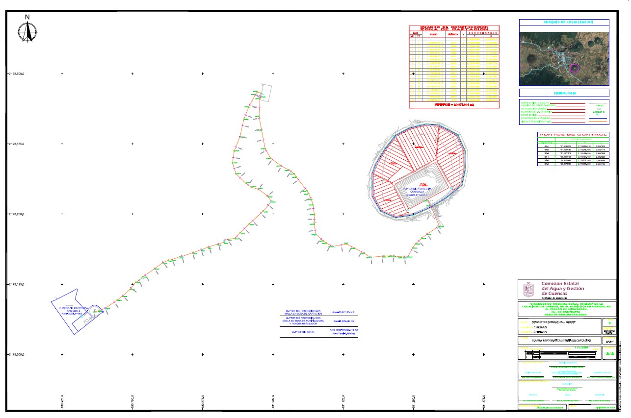 Mapa topográfico con inserto para topografía en Ario de Rosales, Michoacán